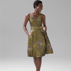 NWT White House Black Market Satin Jacquard Fit & Flare Dress